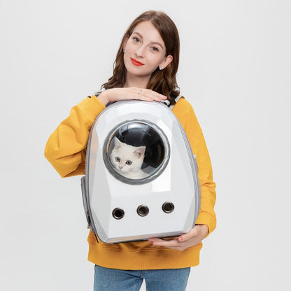 Space Capsule Dog Carrier Bag, Portable Breathable Pet Backpack Outdoor Travel Transport Cage for Small Pets