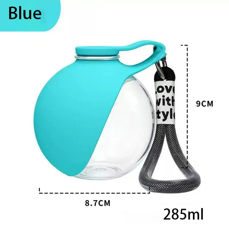 Portable Dog Water Bottle 285ml – 2-in-1 Stainless Steel Travel Pet Drinker with Removable Silicone Bowl