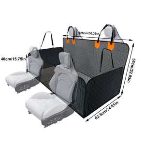 Waterproof Dog Car Seat Cover & Back Seat Extender – Hard Bottom Hammock Bed with Pockets, Backseat Protector for Pets
