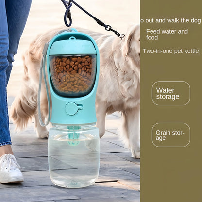Portable 2-in-1 Dog Water Bottle with Food Container – Travel Pet Feeder & Drinking Bowl