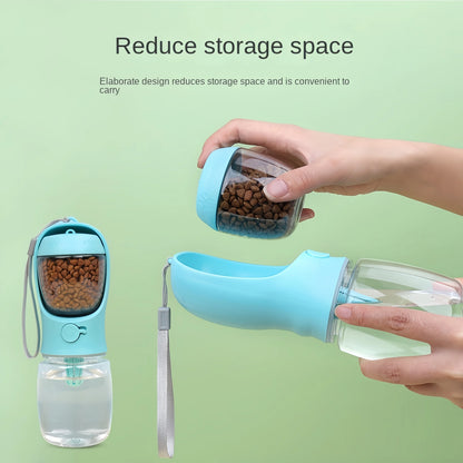 Portable 2-in-1 Dog Water Bottle with Food Container – Travel Pet Feeder & Drinking Bowl