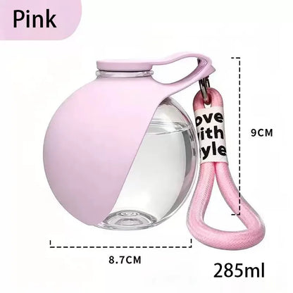 Portable Dog Water Bottle 285ml – 2-in-1 Stainless Steel Travel Pet Drinker with Removable Silicone Bowl