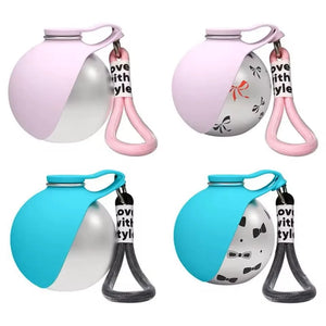 Portable Dog Water Bottle 285ml – 2-in-1 Stainless Steel Travel Pet Drinker with Removable Silicone Bowl