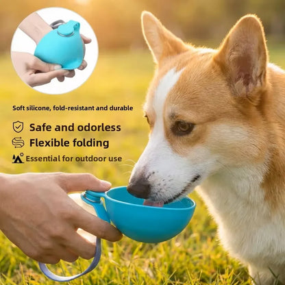 Portable Dog Water Bottle 285ml – 2-in-1 Stainless Steel Travel Pet Drinker with Removable Silicone Bowl