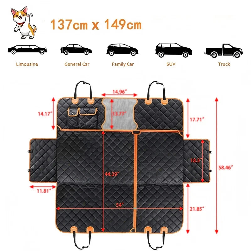 4-in-1 Waterproof Dog Car Seat Cover Hammock