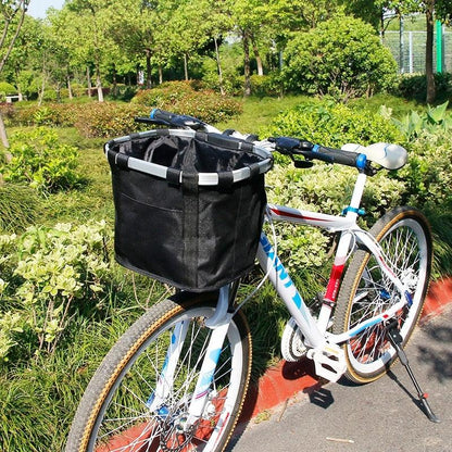 Detachable Bike Front Basket, Foldable Bicycle Handlebar Pet Carrier for Small Cat Dog