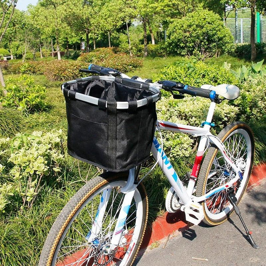 Detachable Bike Front Basket, Foldable Bicycle Handlebar Pet Carrier for Small Cat Dog