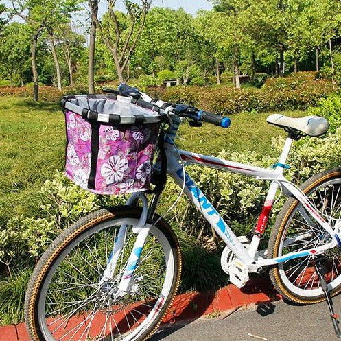 Detachable Bike Front Basket, Foldable Bicycle Handlebar Pet Carrier for Small Cat Dog