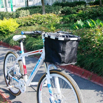 Detachable Bike Front Basket, Foldable Bicycle Handlebar Pet Carrier for Small Cat Dog
